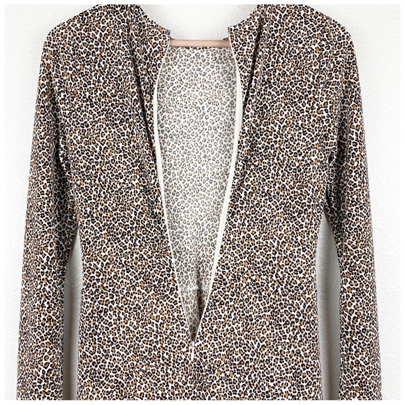 Banana Republic Fit and Flare Leopard Print Long Sleeve Midi Dress Size XS - Picture 9 of 12